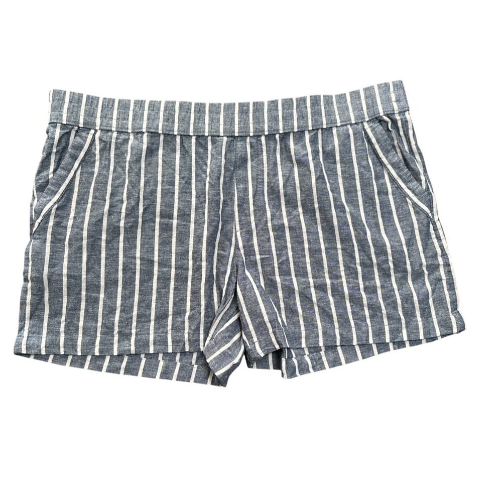 Sonoma‎ Womens Shorts XXL Linen Rayon Blue White Striped Ultra Comfort Waistband